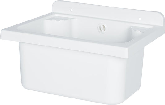 Ausgussbecken "Mini" Kunststoff weiss, mit Hahnbank, (BxT) 425x340mm