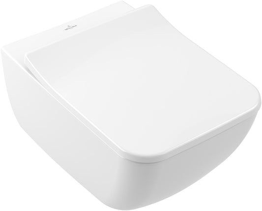 WC suspendu V&B Venticello, sans bride, à chasse d'eau profonde, avec abattant à fermeture ralentie et démontage rapide, blanc.