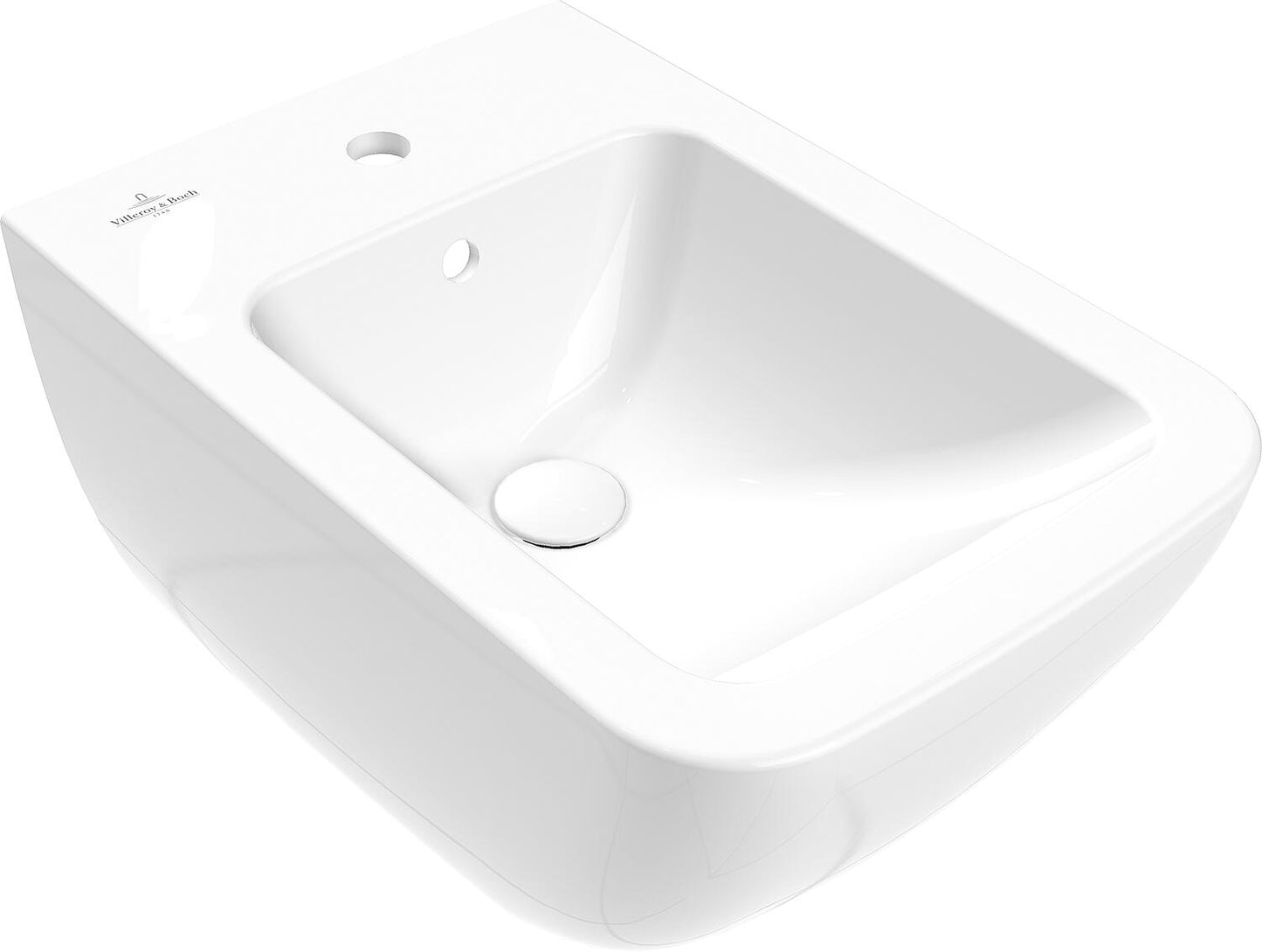 Wall-mounted bidet V&amp;B Venticello, 1 tap hole, with overflow, white