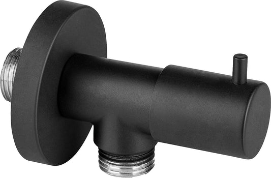 Wall connection bend with integrated shut-off valve DN15 (1/2'') black matt