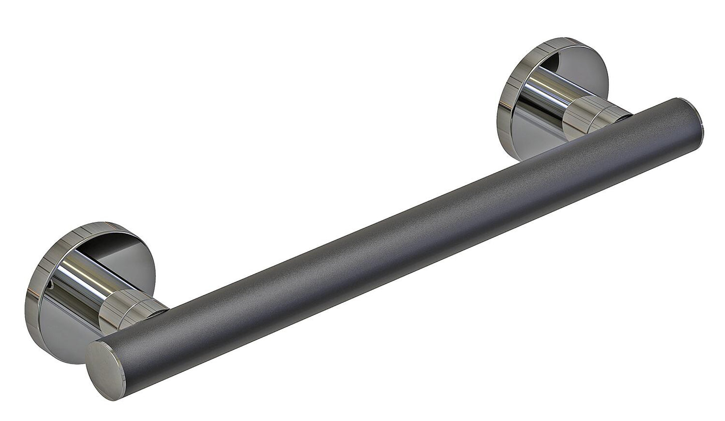 Elida Plus grab handle, matte black, chrome finish, WxHxD: 600x32x87mm