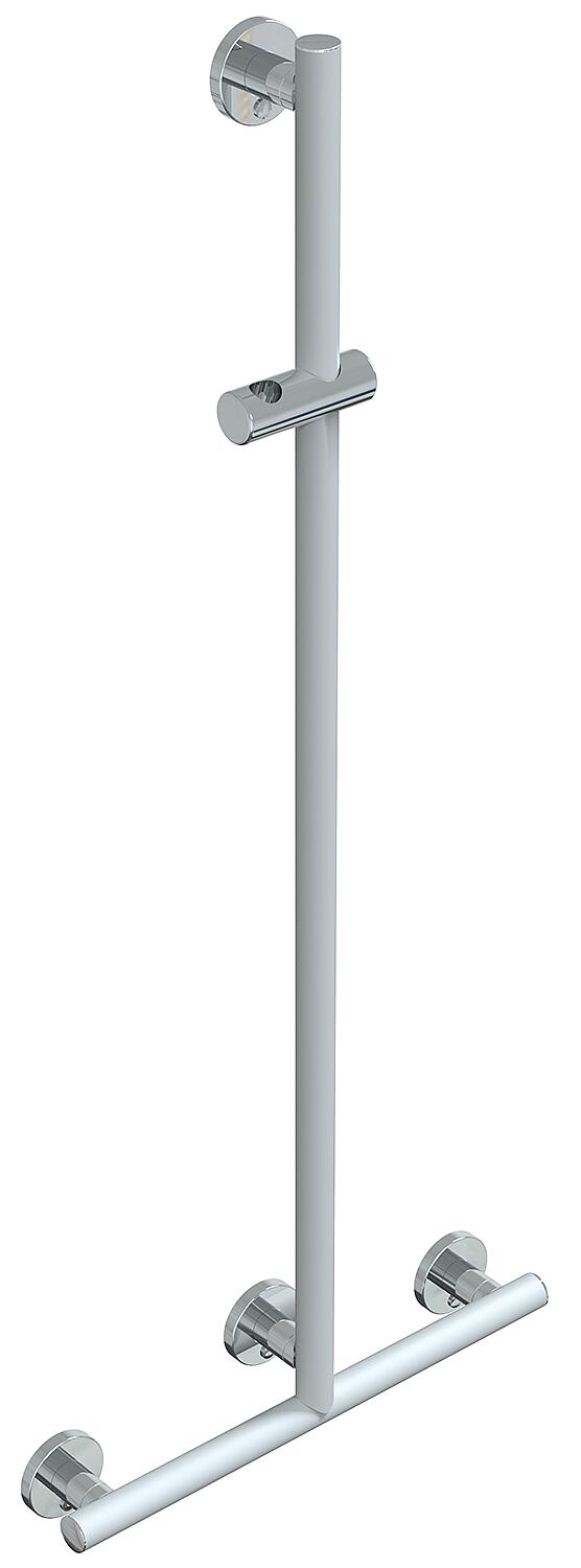 Elida Plus shower handrail with shower bar, matte black chrome, WxHxD: 500x1200x87mm