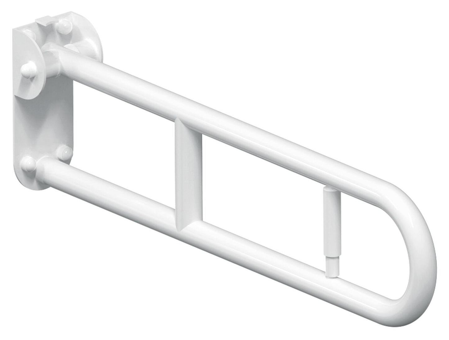 Poignée de support pliable Elida Classic avec porte-rouleau de papier, blanche, antibactérienne, L x H x P : 32 x 209 x 800 mm