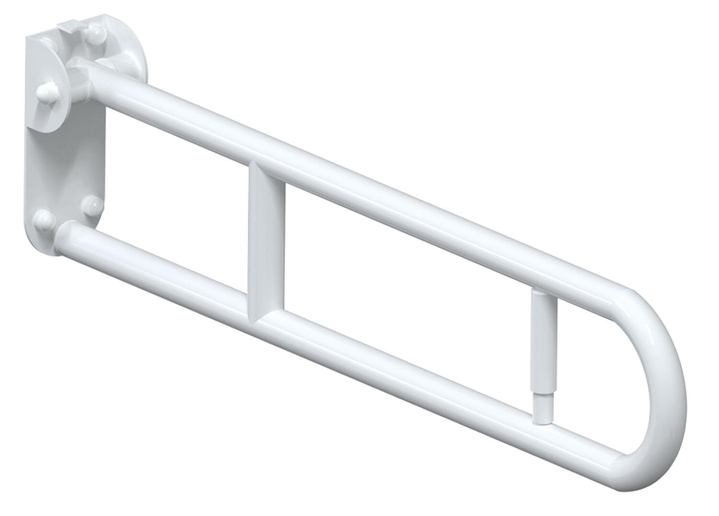 Poignée de support pliable Elida Classic avec porte-rouleau de papier, blanche, antibactérienne, L x H x P : 32 x 209 x 800 mm