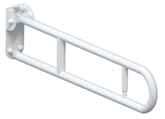 Poignée de support pliable Elida Classic avec porte-rouleau de papier, blanche, antibactérienne, L x H x P : 32 x 209 x 800 mm