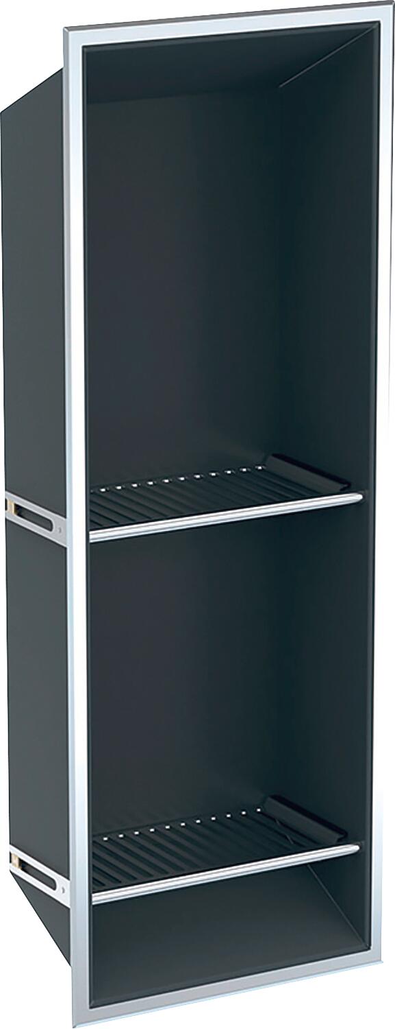 Coffre de rangement de douche avec étagères, L x l x P 800 x 300 x 144 mm, gris ombré / revêtement en poudre