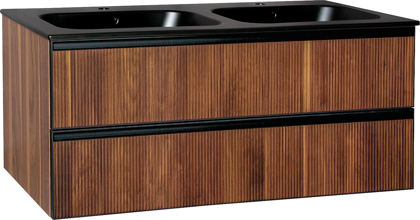 Vasque WTU en noyer et céramique, noir mat Benaro, 1210 x 515 x 510 mm