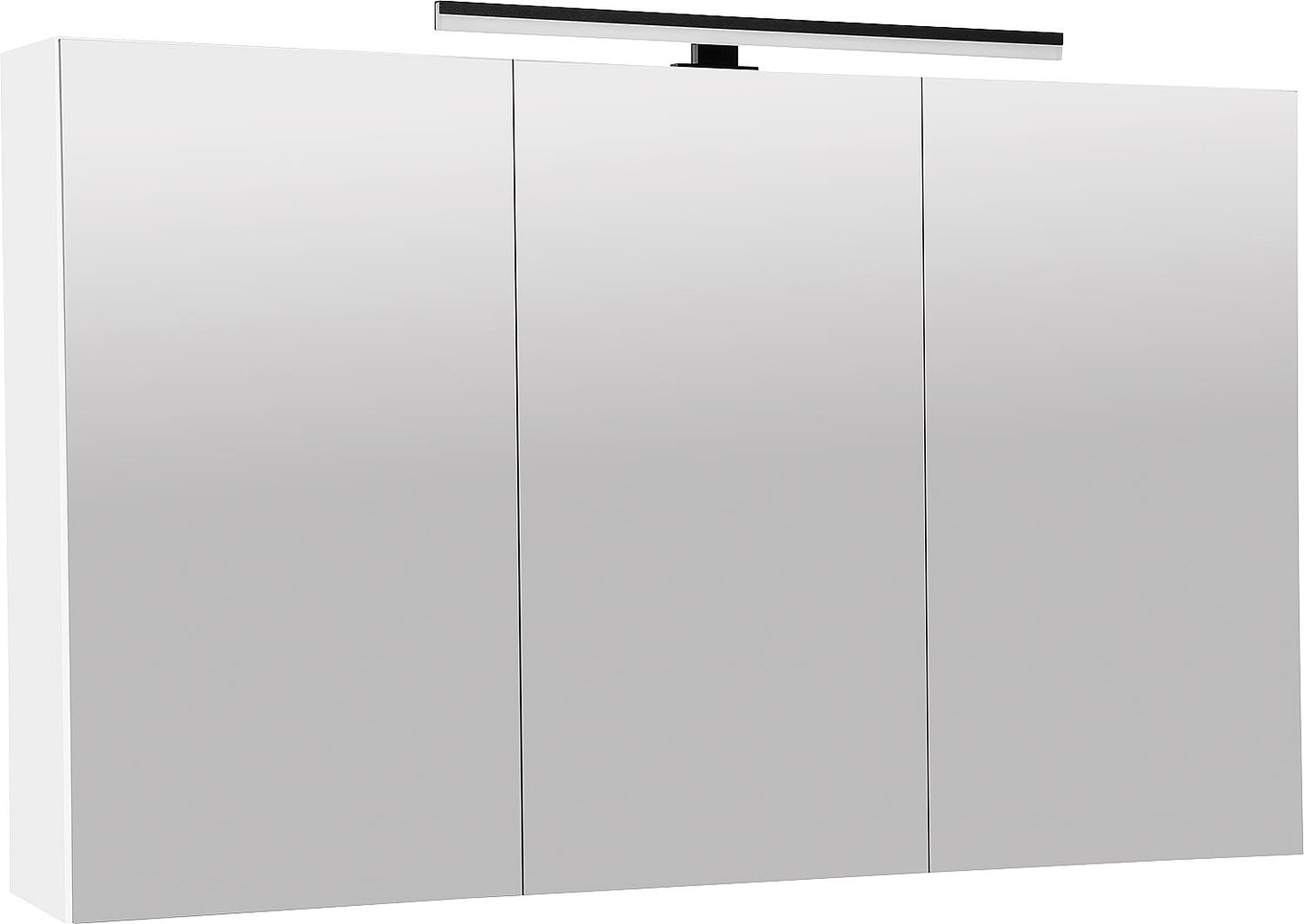 Armoire à miroir Benaro avec éclairage LED intégré, 3 portes, blanc mat, 1200 x 750 x 188 mm