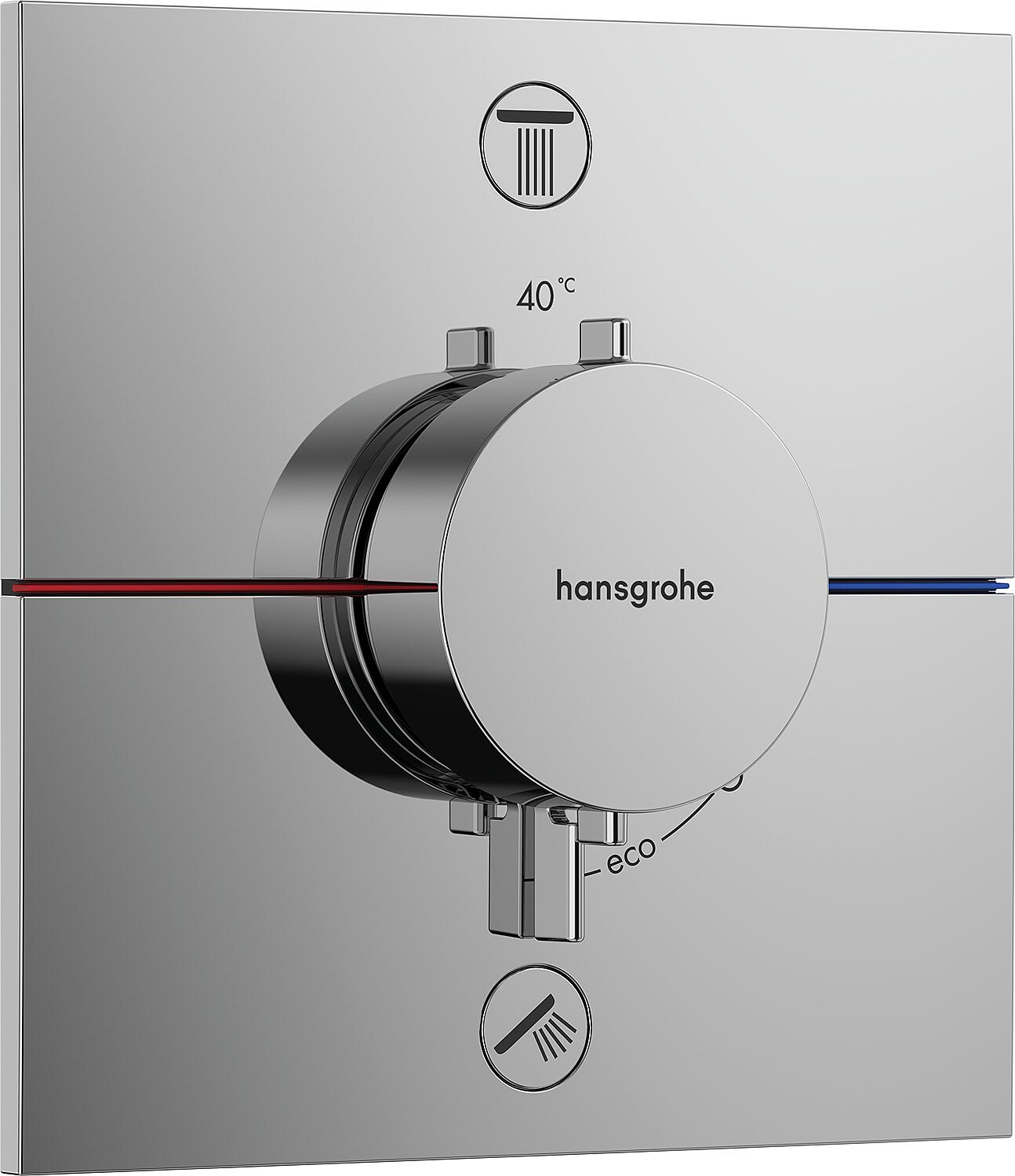 Hansgrohe ShowerSelect Comfort S concealed thermostat, complete set for 2 outlets, chrome