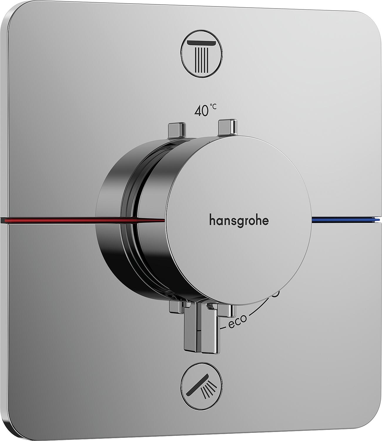 Hansgrohe ShowerSelect Comfort S concealed thermostat, complete set for 2 outlets, chrome
