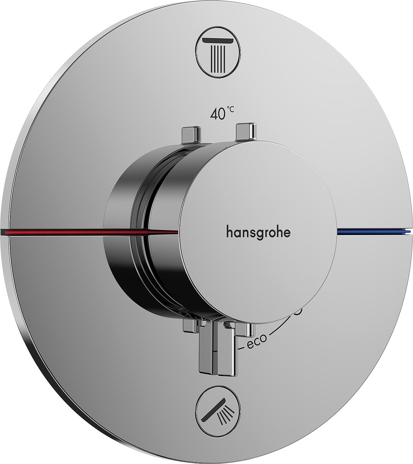 Hansgrohe ShowerSelect Comfort S concealed thermostat, complete set for 2 outlets, chrome
