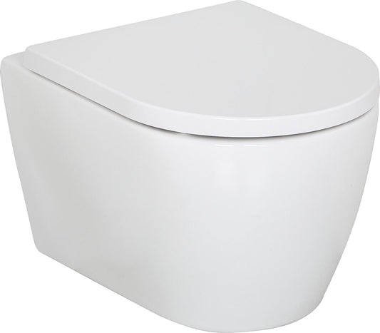 Evenes Aimera Compact wall-hung rimless toilet with soft-close toilet seat (Combi-Pack)