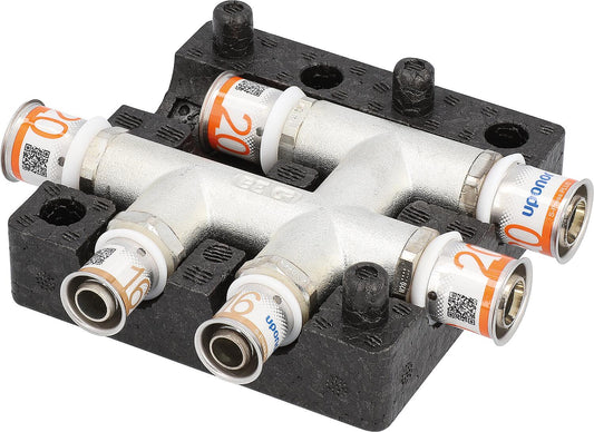 Uponor S-Press PLUS HK cross fitting with insulation box Ø20mm-Ø20mm-Ø20mm