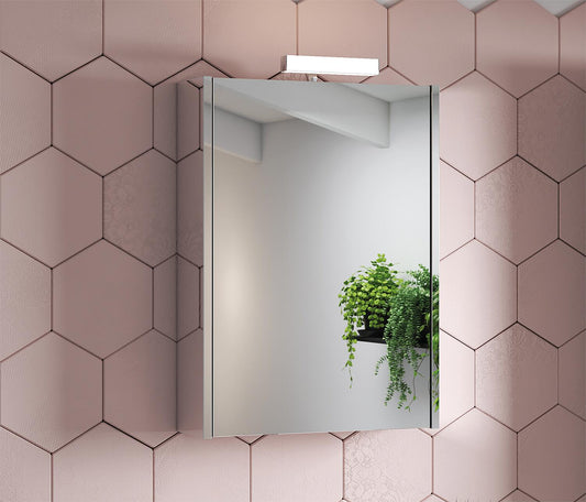 Armoire à miroir Vikja avec éclairage LED, 1 porte, côtés miroir, 515 x 700 x 155 mm