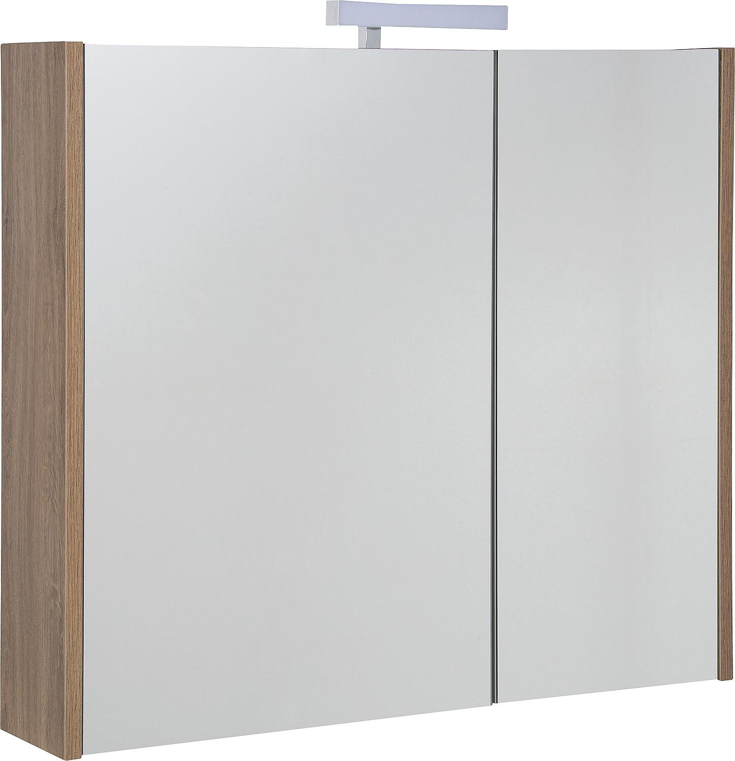 Akira mirror cabinet with LED lighting, 2 doors, larch, 800x700x155mm