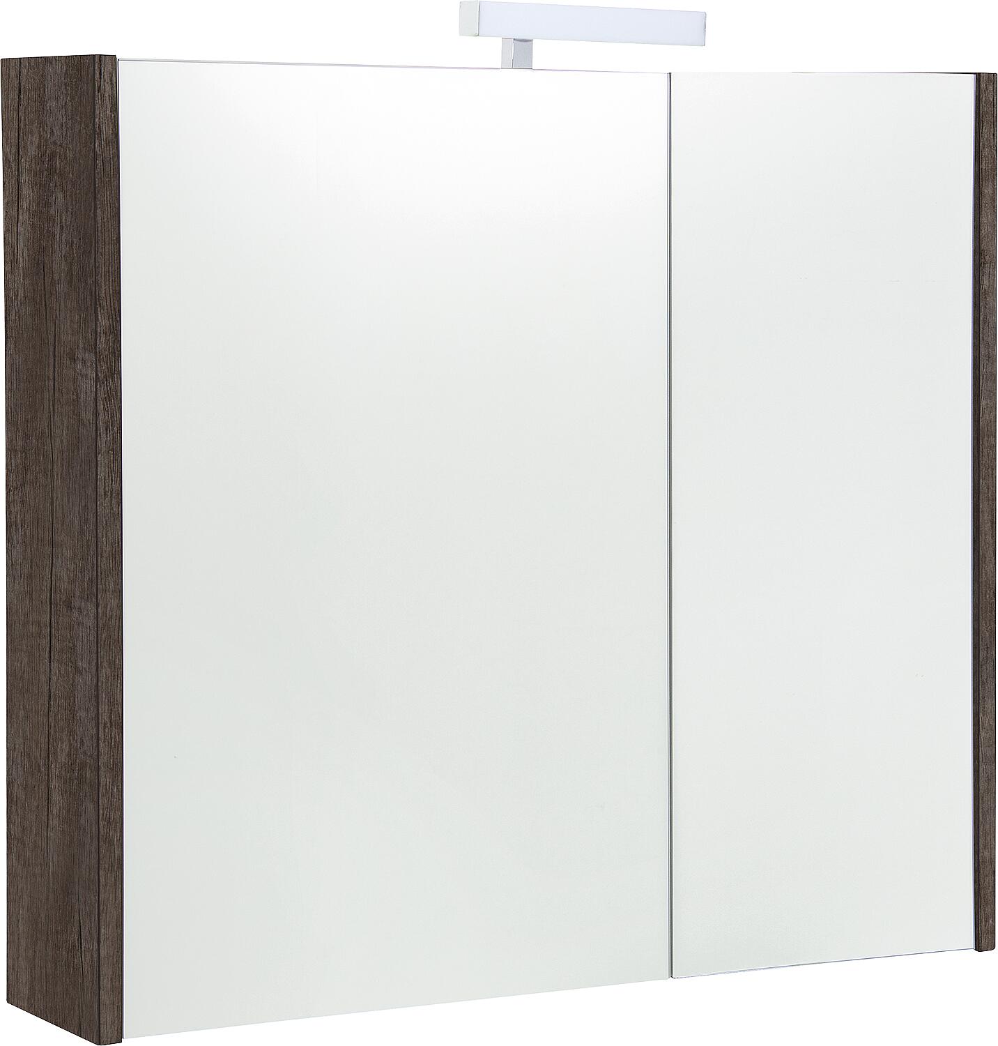 Akira mirror cabinet with LED lighting, 2 doors, larch, 800x700x155mm