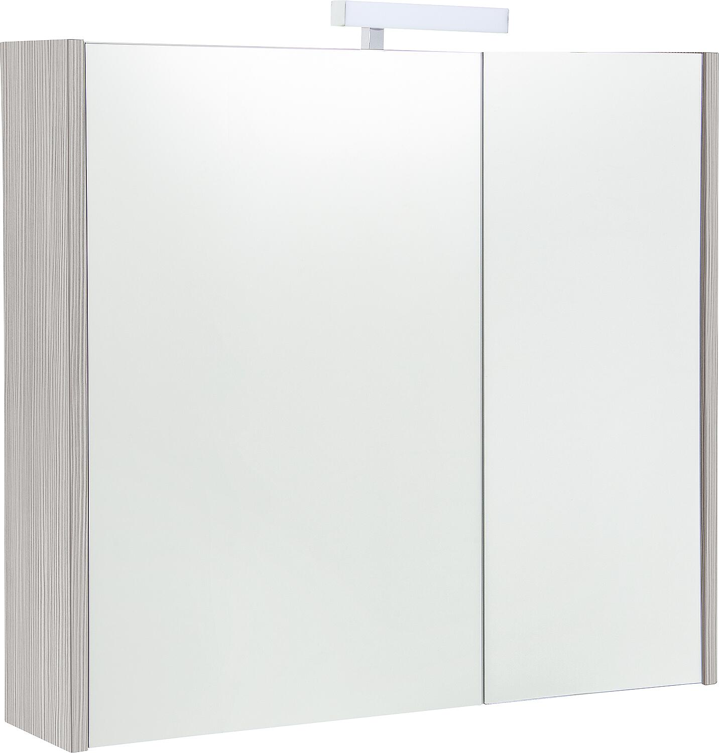 Akira mirror cabinet with LED lighting, 2 doors, larch, 800x700x155mm