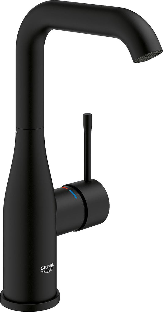 Grohe Essence L-Size basin mixer, phantom black, side-mounted swiveling actuator, without waste fitting