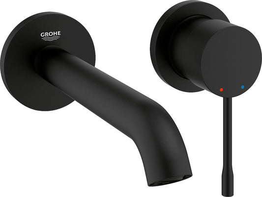 Grohe Essence wall-mounted basin mixer, 183mm projection, phantom black