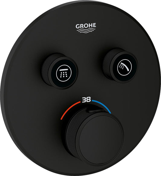 Grohe Grohtherm SmartControl concealed thermostat, phantom black, with 2 shut-off valves