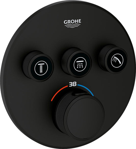 Grohe Grohtherm SmartControl concealed thermostat, phantom black, with 3 shut-off valves