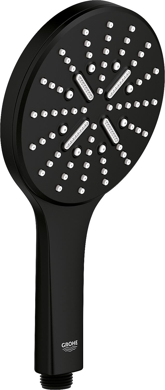 Grohe Rainshower Smartactive 130 hand shower, 3 spray patterns, Ø 130mm, phantom black