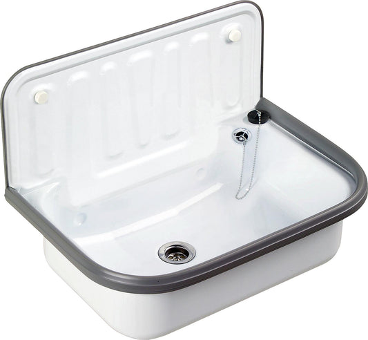 Stahlausgussbecken,weiss, BxHxT 495x370x297, mit Überlauf