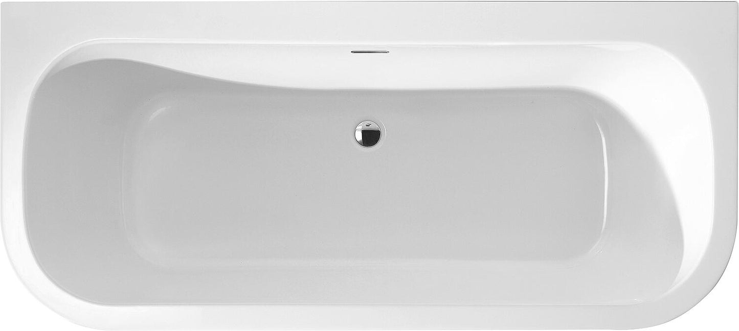 Space-saving bathtub Loup WxHxD: 1800x580x800mm without drain fitting with overflow hole, white acrylic
