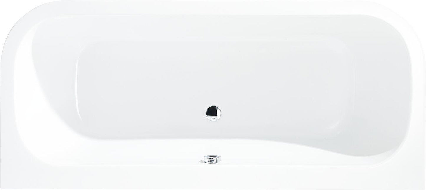 Space-saving bathtub Loup WxHxD: 1800x580x800mm without drain fitting with overflow hole, white acrylic