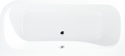 Space-saving bathtub Loup WxHxD: 1800x580x800mm without drain fitting with overflow hole, white acrylic