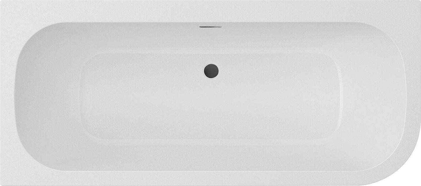 Corner bathtub Loup WxHxD: 1800x580x800 mm, right-hand curve, without drain fitting, with overflow hole, white acrylic
