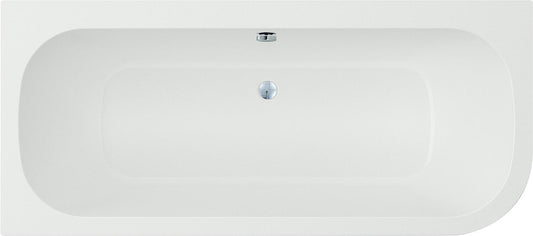 Corner bathtub Loup WxHxD: 1800x580x800 mm, right-hand curve, without drain fitting, with overflow hole, white acrylic