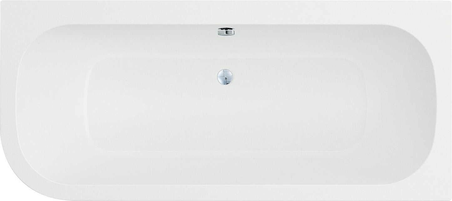 Corner bathtub Loup WxHxD: 1800x580x800mm, curved on the left, without drain fitting, with overflow hole, white acrylic