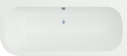 Corner bathtub Loup WxHxD: 1800x580x800mm, curved on the left, without drain fitting, with overflow hole, white acrylic