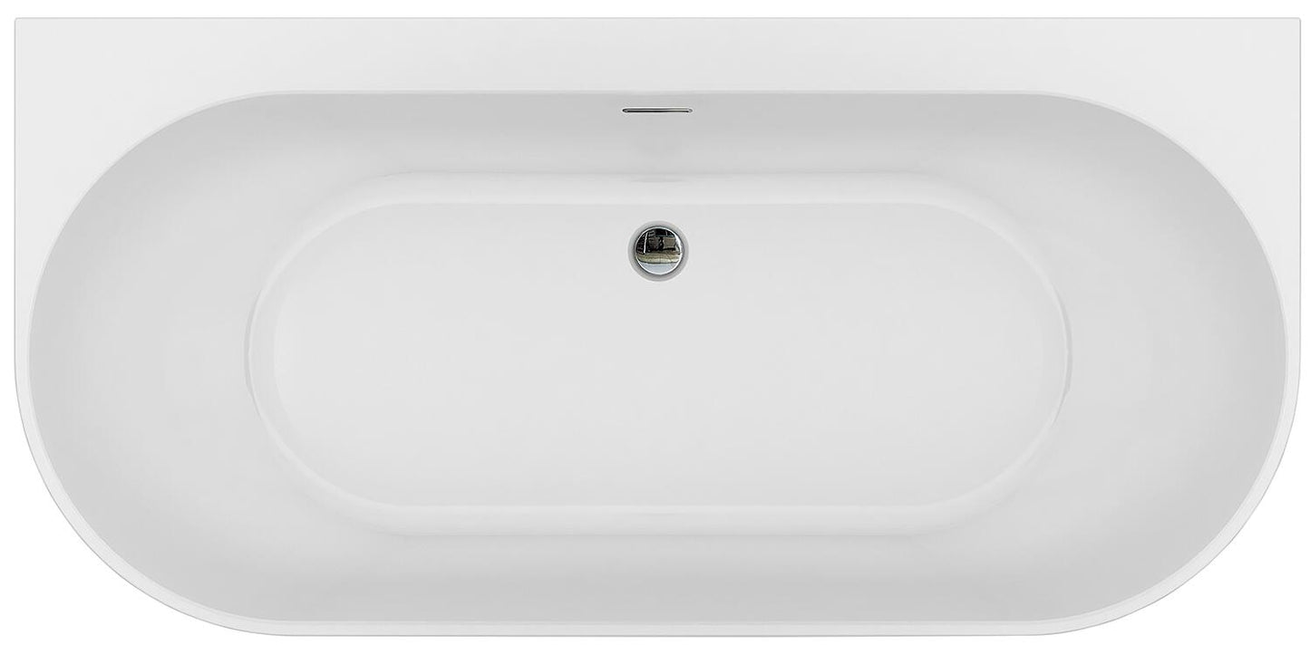 Space-saving bathtub Arnon WxHxD: 1660x580x800mm without drain fitting with overflow hole, white acrylic