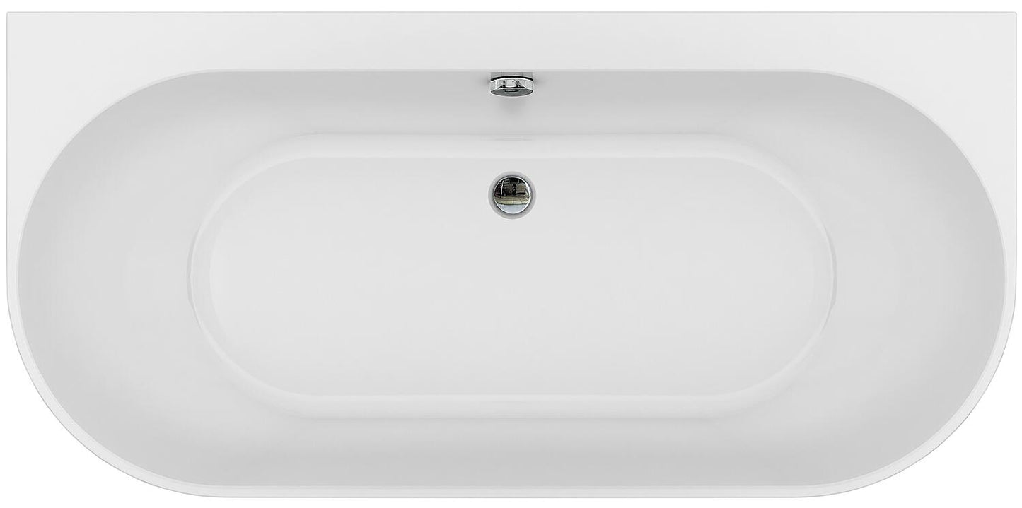 Space-saving bathtub Arnon WxHxD: 1660x580x800mm without drain fitting with overflow hole, white acrylic