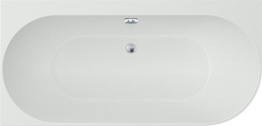 Corner bathtub Arnon WxHxD: 1660x580x800mm, right-hand curve, without drain fitting, with overflow hole, white acrylic