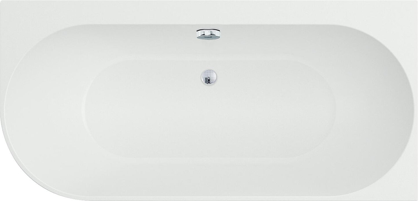 Corner bathtub Arnon WxHxD: 1660x580x800mm, curved on the left, without drain fitting, with overflow hole, white acrylic