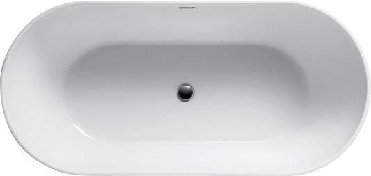 Freestanding bathtub Lison WxHxD: 1900x560x800mm with clicker drain fitting and slotted overflow, chrome, white acrylic