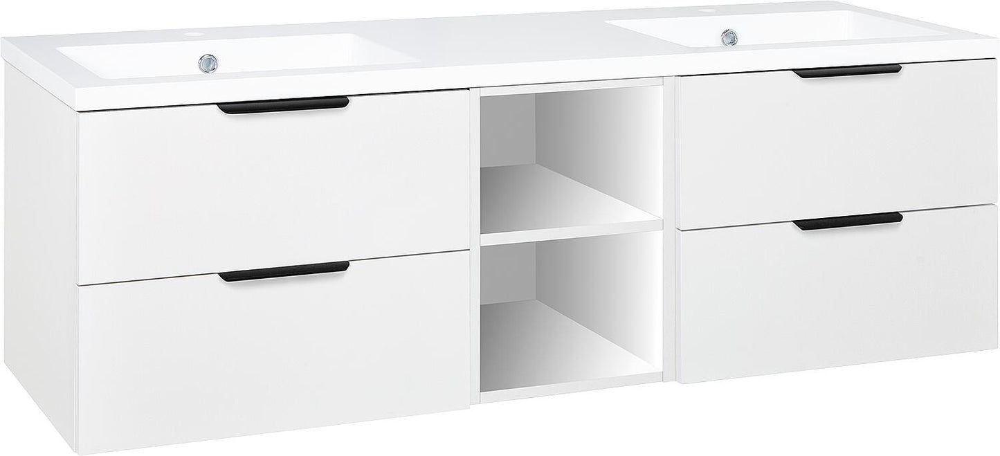 Chauffe-eau WTU + Mineral en fonte LOSSA 4 tiroirs + 2 étagères ouvertes anthracite mat largeur 1550 mm