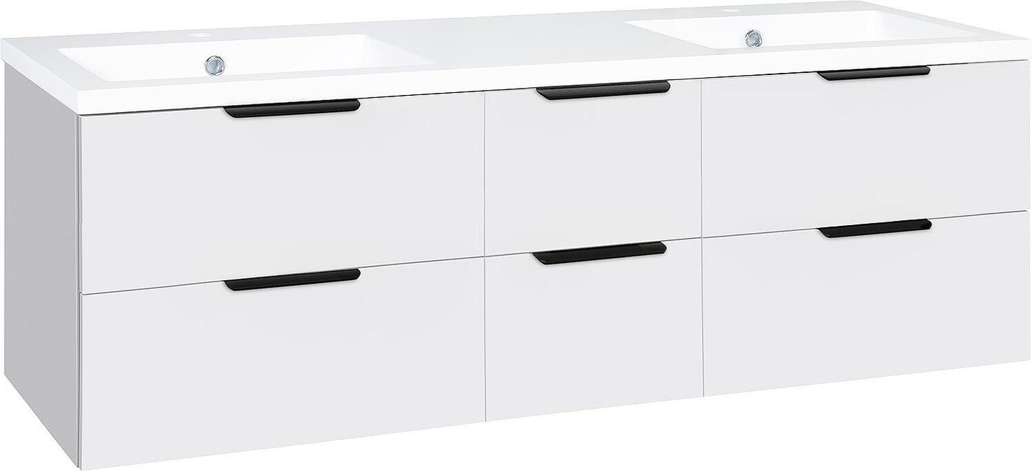 WTU + Mineralguss-WT LOSSA 6 Auszüge anthrazit Hochglanz Breite 1550 mm
