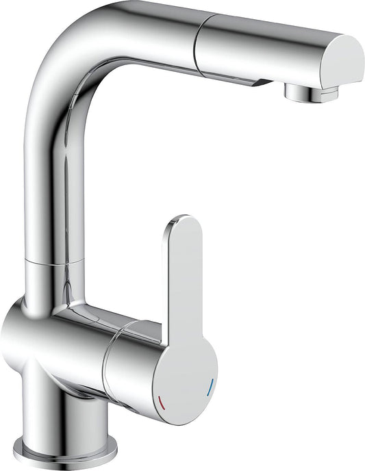 Perico basin mixer with pull-out spray, with Cool Start, 170 mm projection, chrome