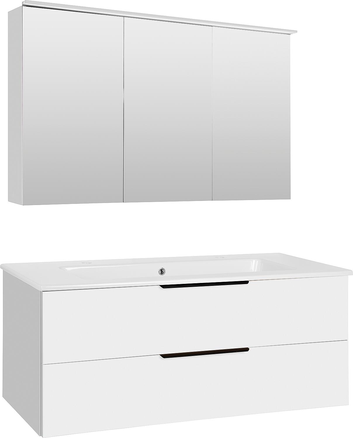 Bathroom furniture set LOssA white high gloss 2 drawers width 1210 mm