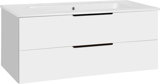 Meuble de rangement WTU + Céramique WT LOssA Blanc Brillant 2 Tiroirs Largeur 1210 mm