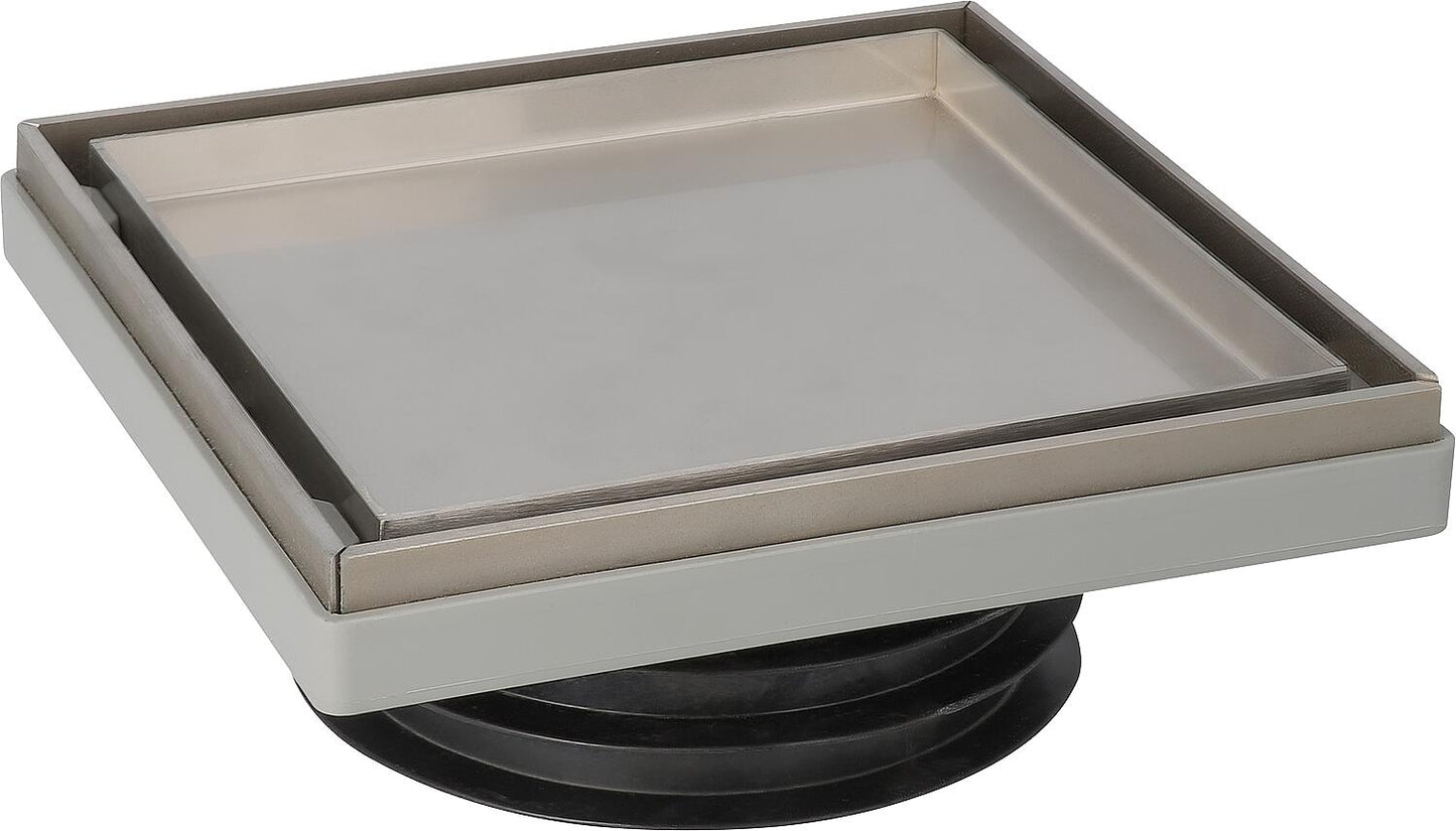 Siphon de sol DN100, avec grille en acier inoxydable 115x115 mm