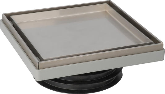 Siphon de sol DN100, avec grille en acier inoxydable 115x115 mm