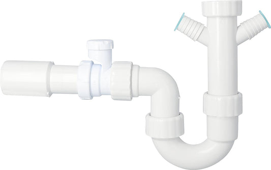 Siphon d'évier DN40 (1 1/2") avec aérateur de tuyau, sortie Ø50 mm