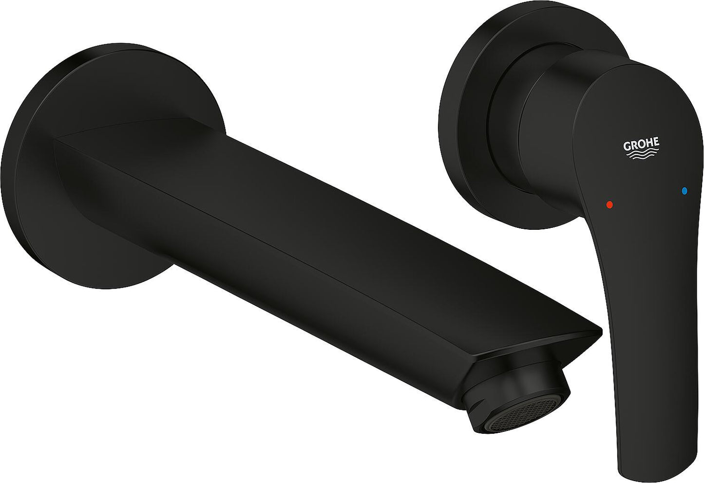 Grohe Eurosmart wall-mounted basin mixer, projection 211 mm, matte black