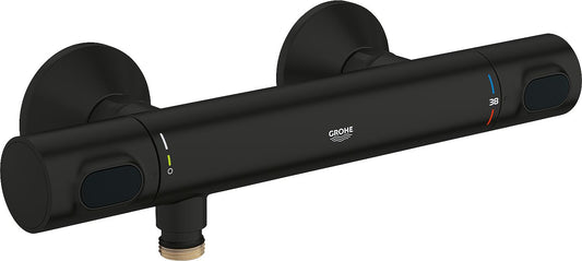 Grohtherm 500 surface-mounted shower thermostat, 81 mm projection, matt black