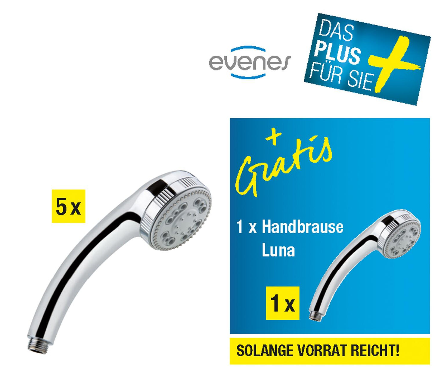 Luna hand shower with 5 spray patterns, ø 81 mm, chrome, 5+1